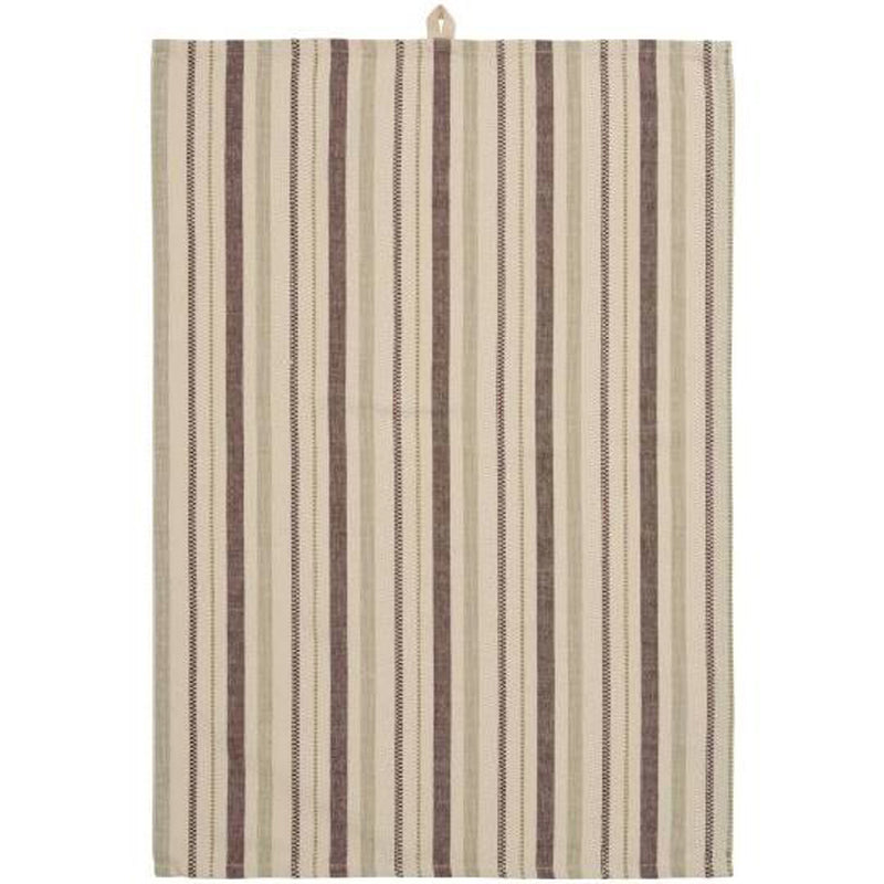 Ib Laursen Viskestykke Sabrina m/Brune & Grønne Striber 50x70cm