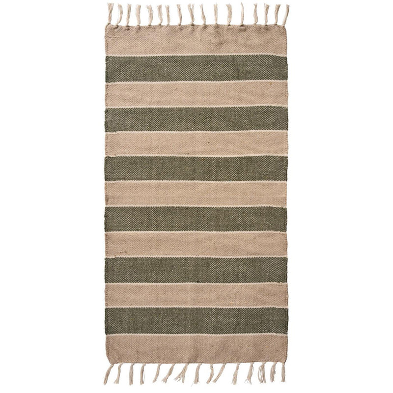 Ib Laursen Gulvløber Creme Beige og Olivengrønne Striber