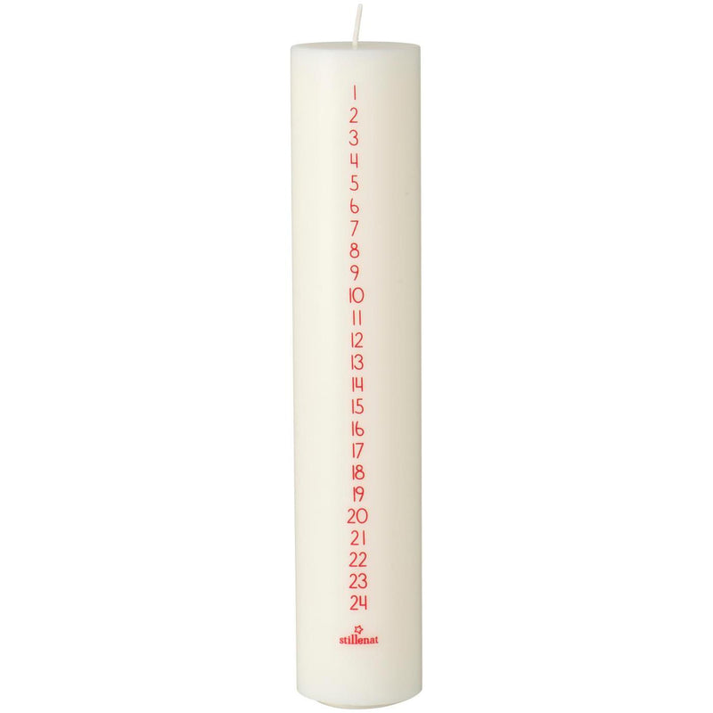 Ib Laursen Kalenderlys 1-24 Creme med Røde tal H25xØ5cm