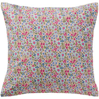 Ib Laursen Pudebetræk Creme m/Turkis Blå Fuchsia og Lilla Blomster 60x60cm