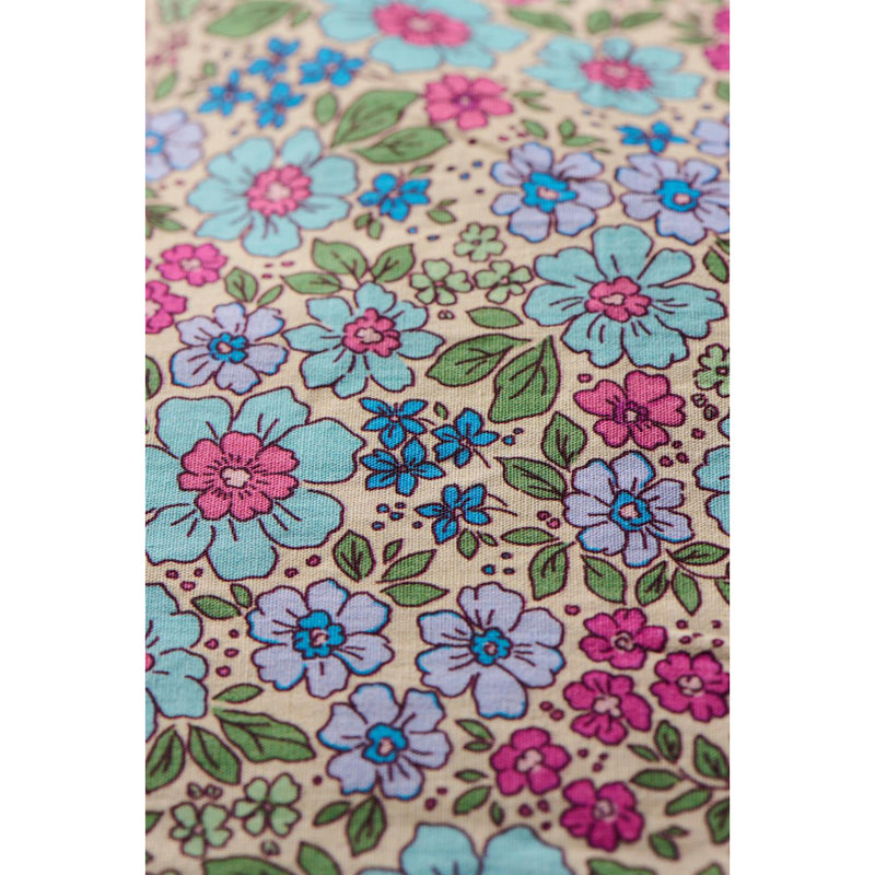 Ib Laursen Pudebetræk Creme m/Turkis Blå Fuchsia og Lilla Blomster 60x60cm
