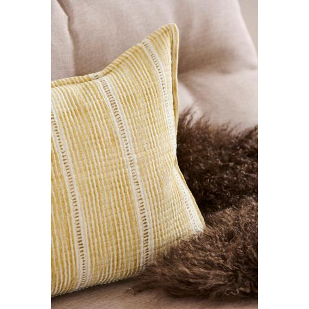 Ib Laursen Pudebetræk Offwhite m/Mustard Stribemønster 40x60cm