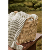 Ib Laursen Quilt Sand med Oliven Striber 130x180cm