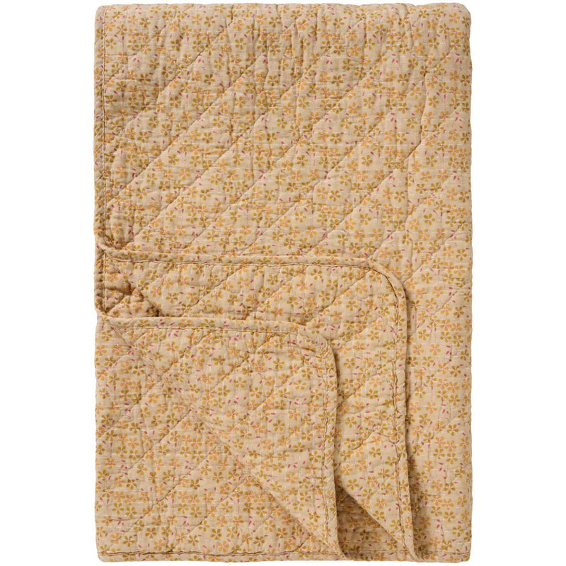 Ib Laursen Quilt beige m/Gule Grønne Hindbærfarvede Blomster 130x180cm