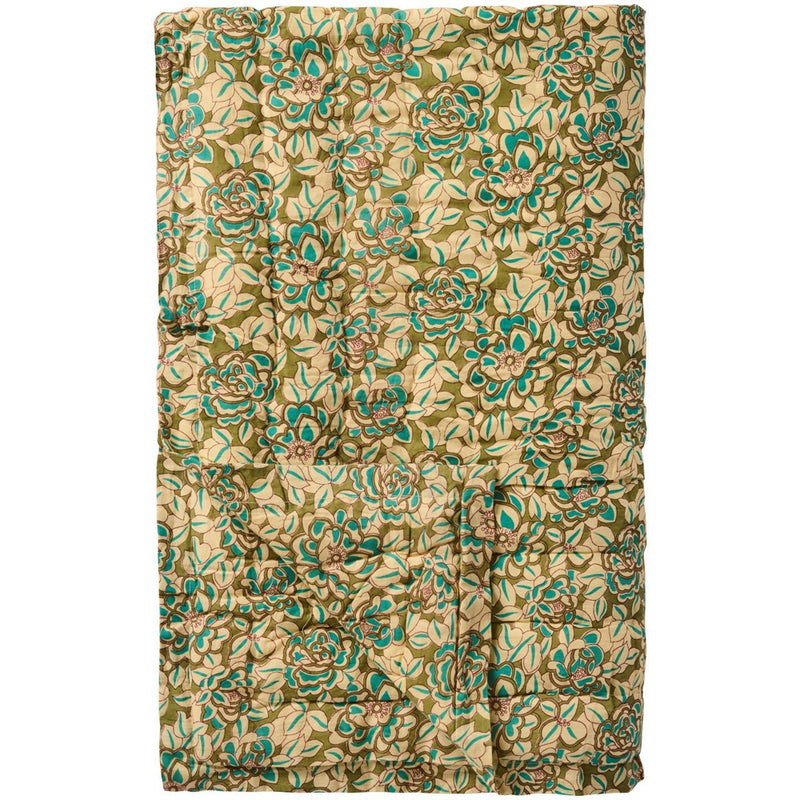 Ib Laursen Quilt Clara Blomster med Turkise Blade 130x170cm