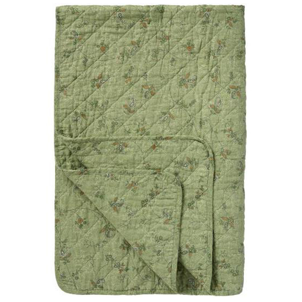 Ib Laursen Quilt med Blomsterranker Grøn 130x180cm
