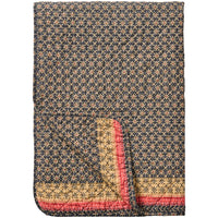 Ib Laursen Quilt Mørkeblå med Rosa og Naturfarvet mønster 130x180cm
