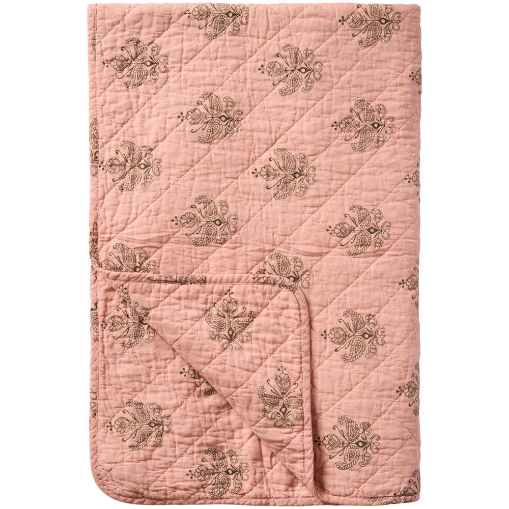 Ib Laursen Quilt Rosa med Mørkegråt Blomønster 130x180cm