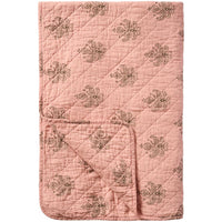 Ib Laursen Quilt Rosa med Mørkegråt Blomønster 130x180cm