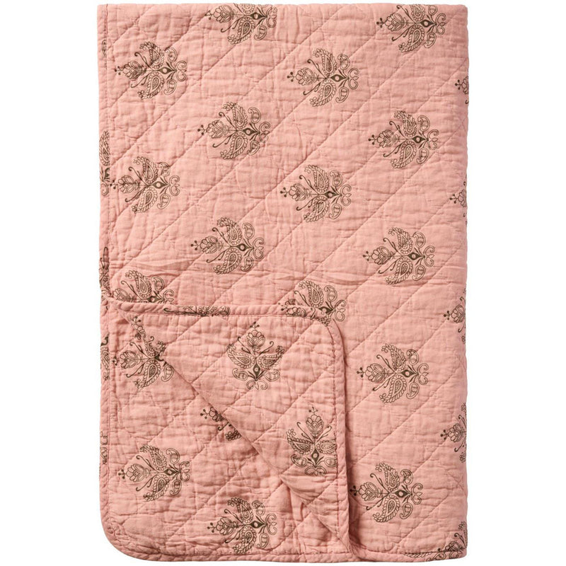 Ib Laursen Quilt Rosa med Mørkegråt Blomønster 130x180cm