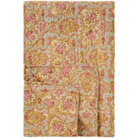 Ib Laursen Quilt Støvblå m Lyserødt Rødt Grønt og Gult 130x180cm