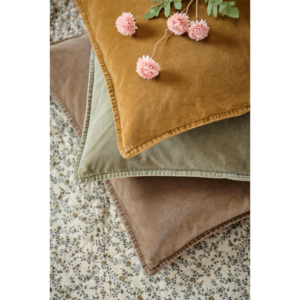 Ib Laursen Pudebetræk Velour Ochre Green 50x50cm