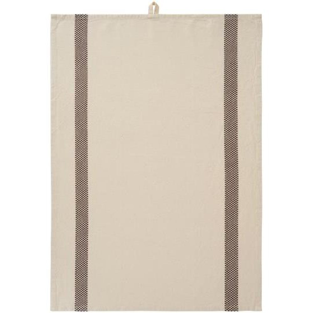 Ib Laursen Viskestykke Chloe Natur m/brune Indvævede Ternede Striber 50x70cm