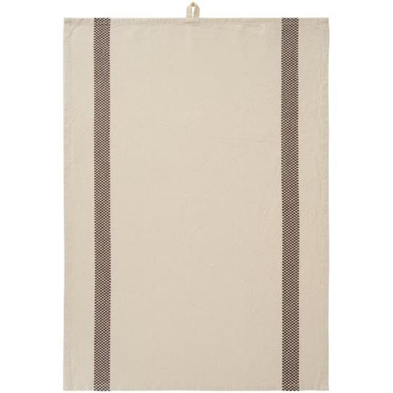 Ib Laursen Viskestykke Chloe Natur m/brune Indvævede Ternede Striber 50x70cm