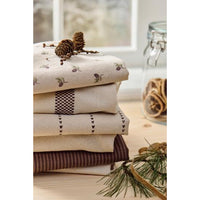 Ib Laursen Viskestykke Chloe Natur m/brune Indvævede Ternede Striber 50x70cm