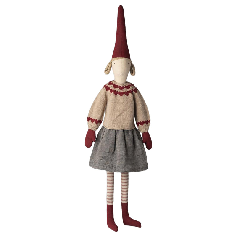 Maileg Nisse Str. 6 Pige Nederdel og Strikket Sweater