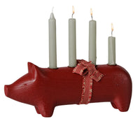 Maileg Trælysestage Gris Advent Medium Rød