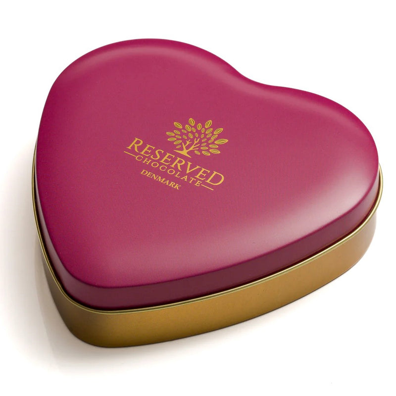 Reserved Chocolate Metal Hjerte Rød & Guld - Fyldt Chokolade Dåse