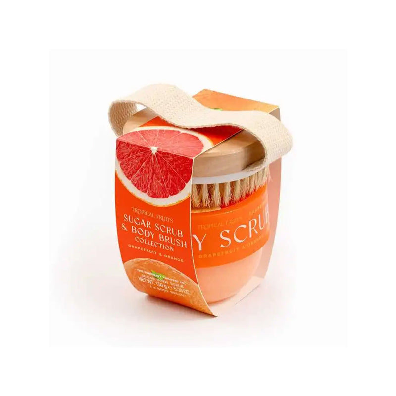 The Somerset Toiletry Company Tropical Fruits Sugar Body Scrub & Brush Grapefruit & Orange 150g