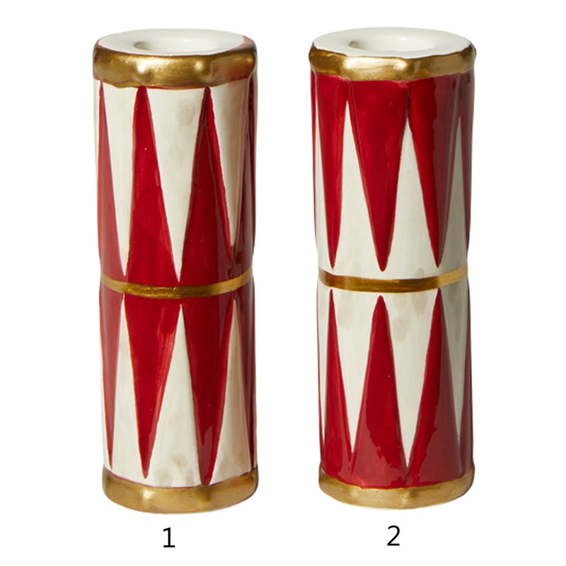 Speedtsberg Lysestage/Vase Tromme Stor Keramik Rød/Hvid/Guld