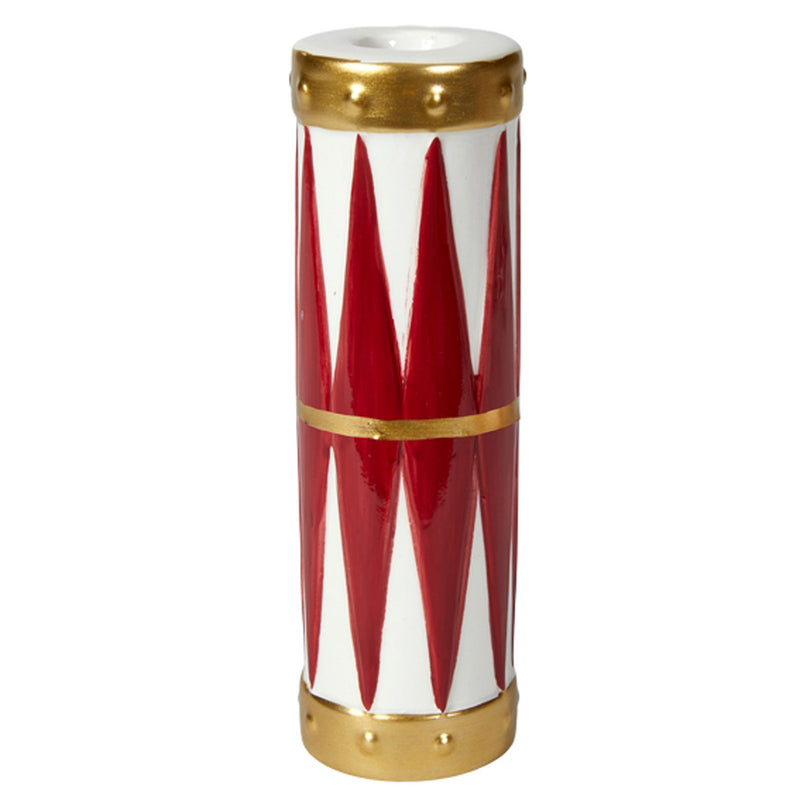 Speedtsberg Lysestage/Vase Tromme Stor Keramik Rød/Hvid/Guld Ø5x16cm