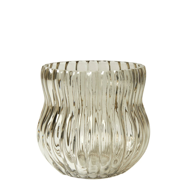 Speedtsberg Vase med Riller Varm Grå Glas