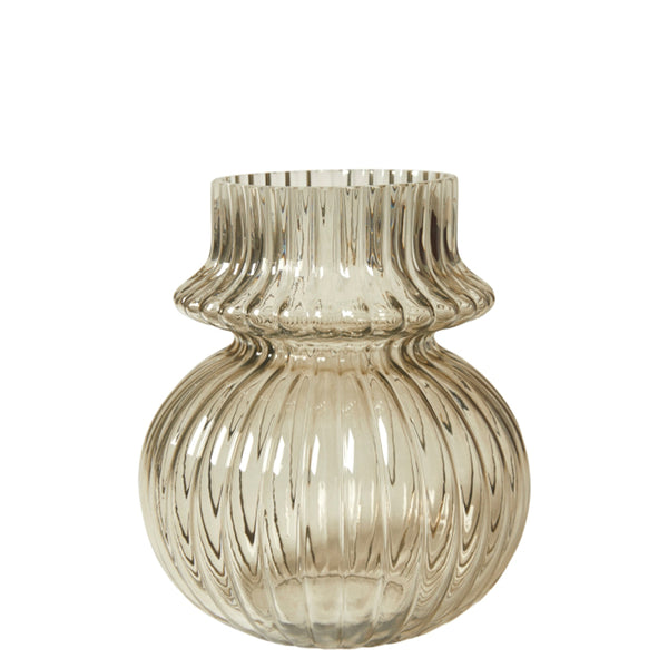 Speedtsberg Vase med Riller Varm Grå Glas