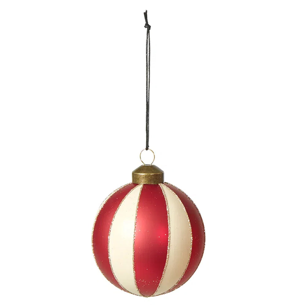 Speedtsberg Julekugle Rød og Offwhite 8cm Glas