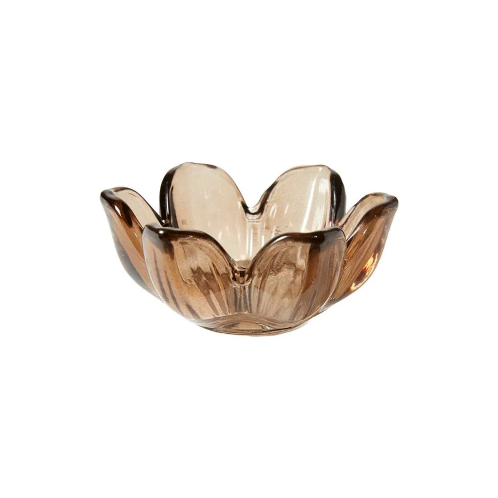 Speedtsberg Fyrfadsstage Blomst Ø8x4cm Glas Brun