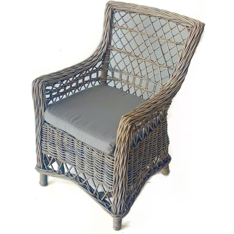 Grå rattan stol med hynde 60x66xH90cm