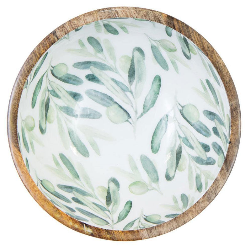 Mango træ Salat skål med olive mønster Ø25cm food safe