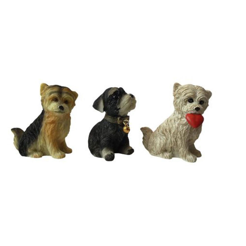 Poly hunde 3 stk H 7 cm. - Julepynt